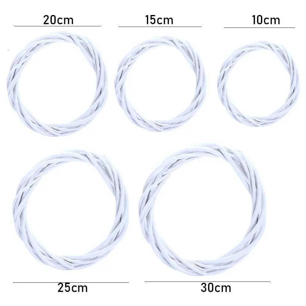 White Garland Wicker Round Design Christmas Tree Rattan Wreath Ornament Vine Ring Decoration Home Party Hanging Flower CraftM251115
