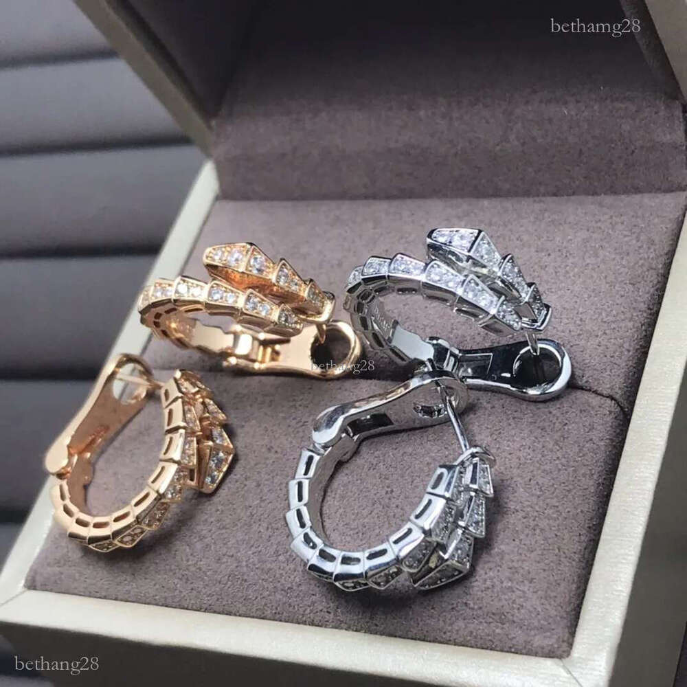 Classic Luxury Snake Bone Earrings for Women in 18K Gold Rose Gold with Diamonds Half-Diamond Full-Diamond Animal Earrings for Daily Wear Business Par