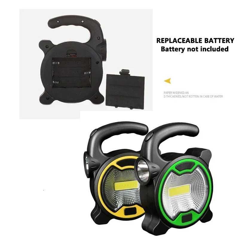 Battery Powered Portable COB LED Work Light Handheld Lantern Flashlight Outdoor Tent Camping Lights with Handle -Without Battery M251115