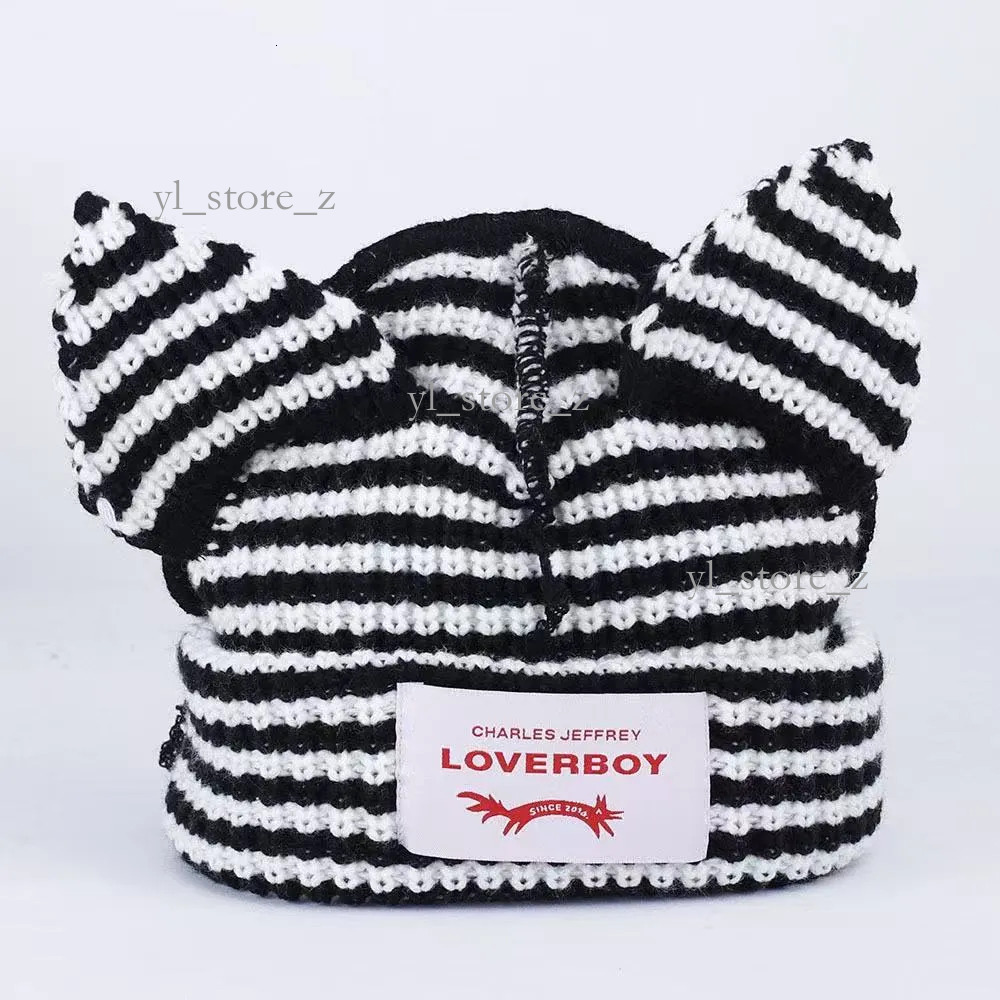 Luxury Designer loverboy beanie cap hat bonnet casquette skull cap for women men Loverboy cat ear knitted hat double-layer warm pig ear wool cute hip-hop a52