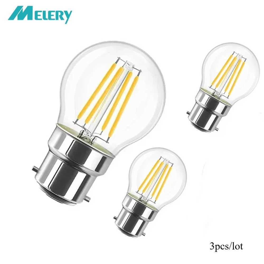 Melery B22 Filament LED Light Bulb 4W Incandescent Bayonet Lamp G45 2700K Warm Cold Day White Replacement 40W Rustic Clear 3PACK C251115