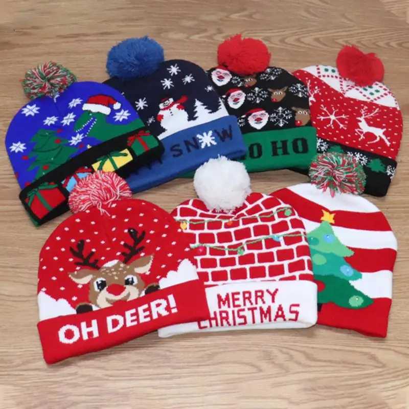 LED Christmas Knitted Hat Light Up Xmas Beanie Cap Unisex Winter Beanie Sweater Hat With Colorful LEDs For Christmas New Yea Y251115
