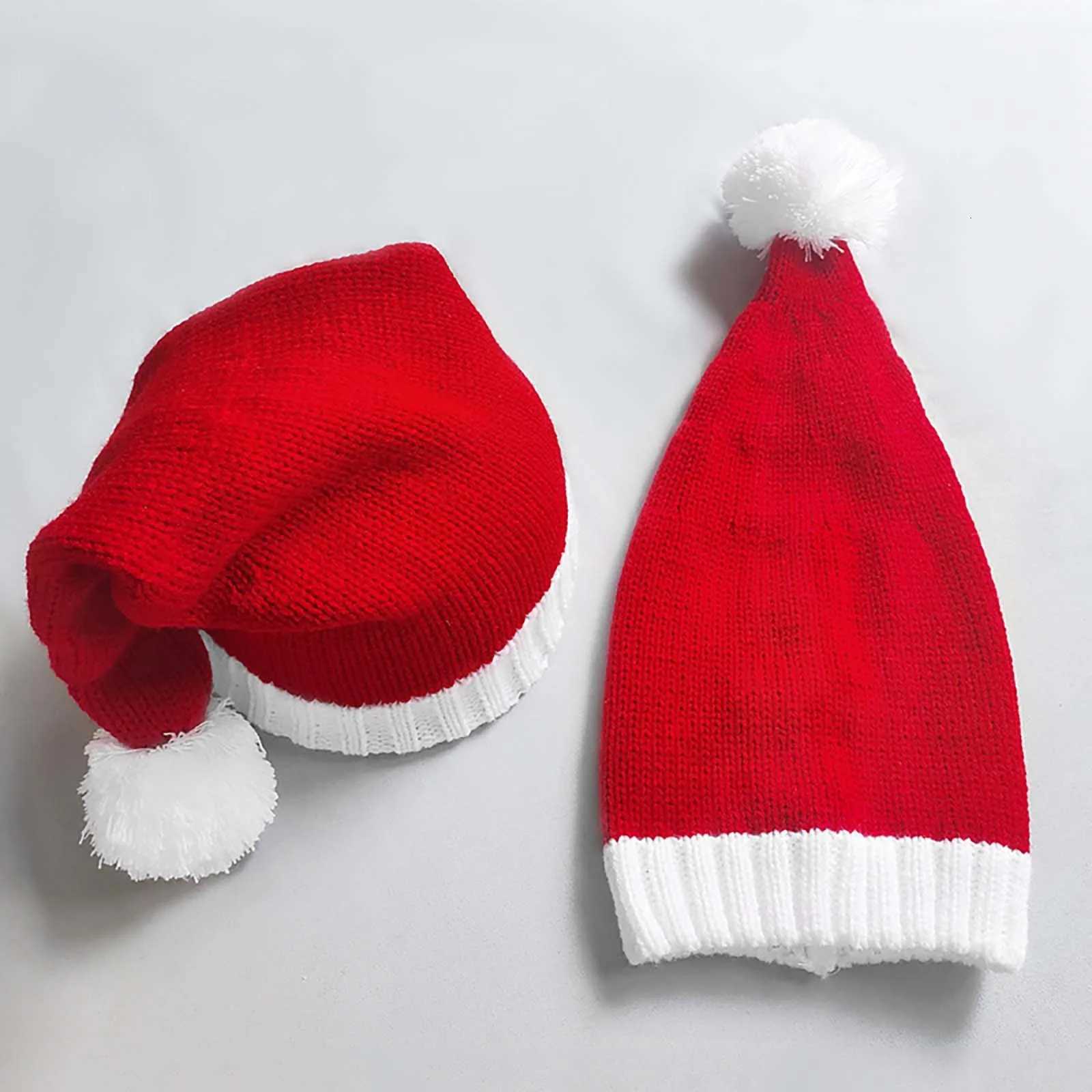 Knitted Christmas Hat Cute Pom Adult Children Soft Wool Hat Christmas Hat New Year Party Children Gift Christmas Decoration Y251115