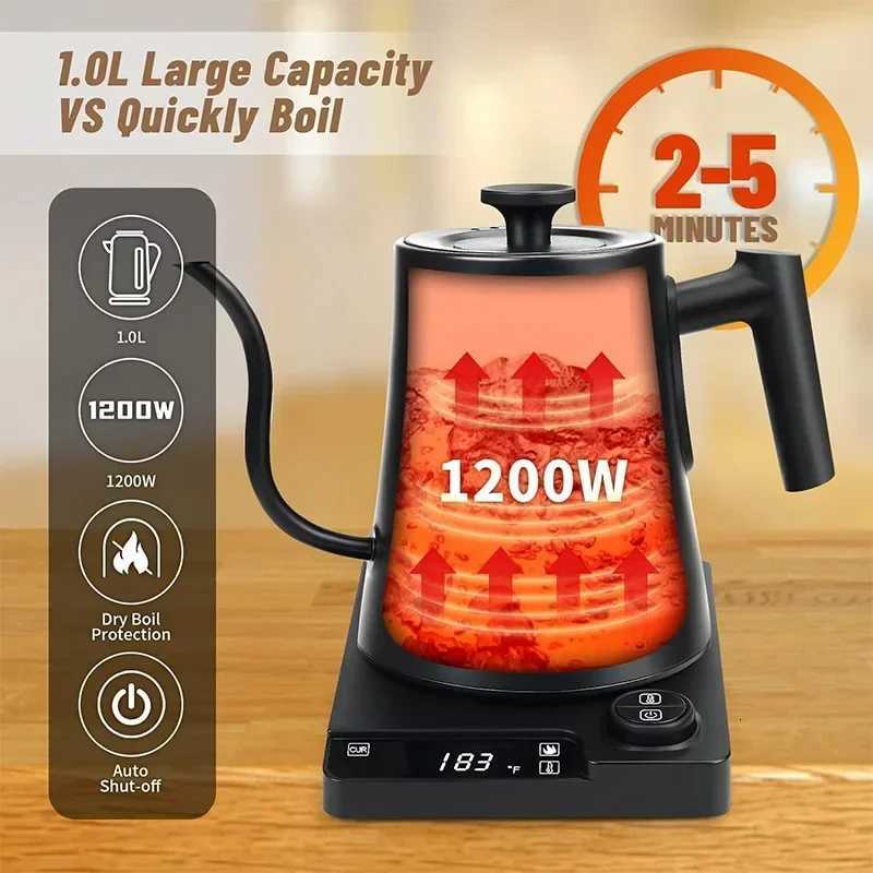 1200W Electric Kettle Intelligent Constant Temperature Fine Mouthed Electric Kettle Hand Brewed Coffee Kettle Goose Neck Kettle Y251114