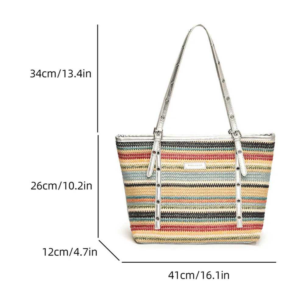 Fashion womens shoulder bag Raffia Boho bag large grass bag Rattan Crochet handbag 2024 summer beach handbag W250415