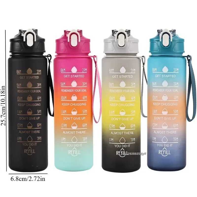 Sports Water Bottle Leak Proof Plastic Drinking Cup With Time Scale Suitable For Travel Fitness OutdoorW251114