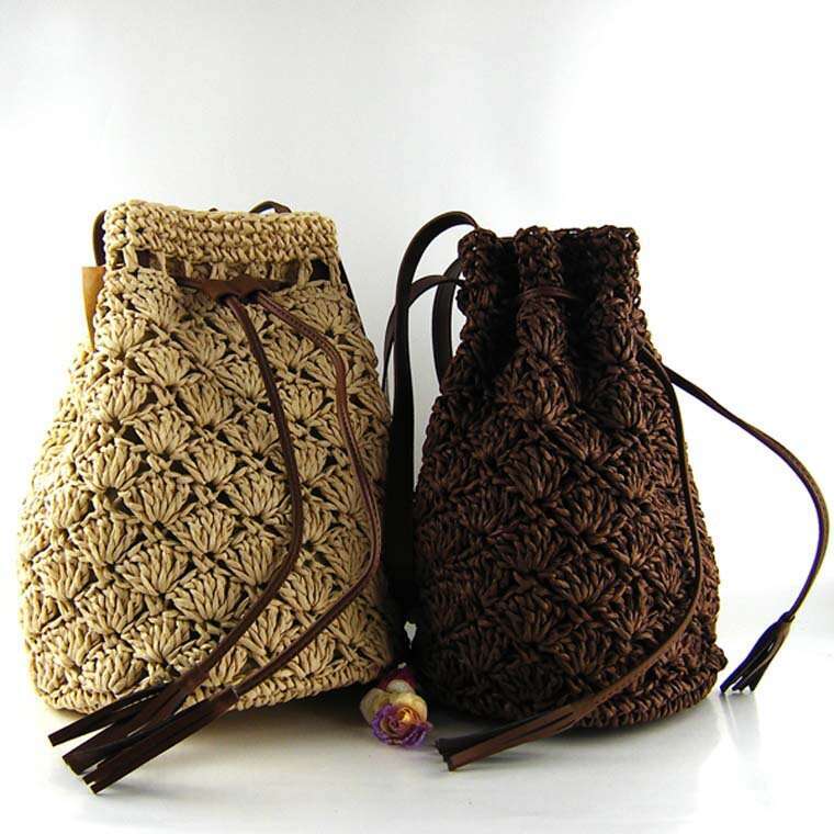 Handmade Beach Bag New Fashion Straw Hand Woven Western Style Shoulder Bag Straight Hair Kq2