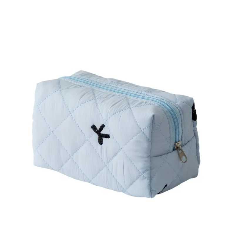 Cute Bow Makeup Bag Womens Embroidered Bow Travel Makeup Bag Large Capacity Handheld Makeup Toilet Storage BagXJ250415