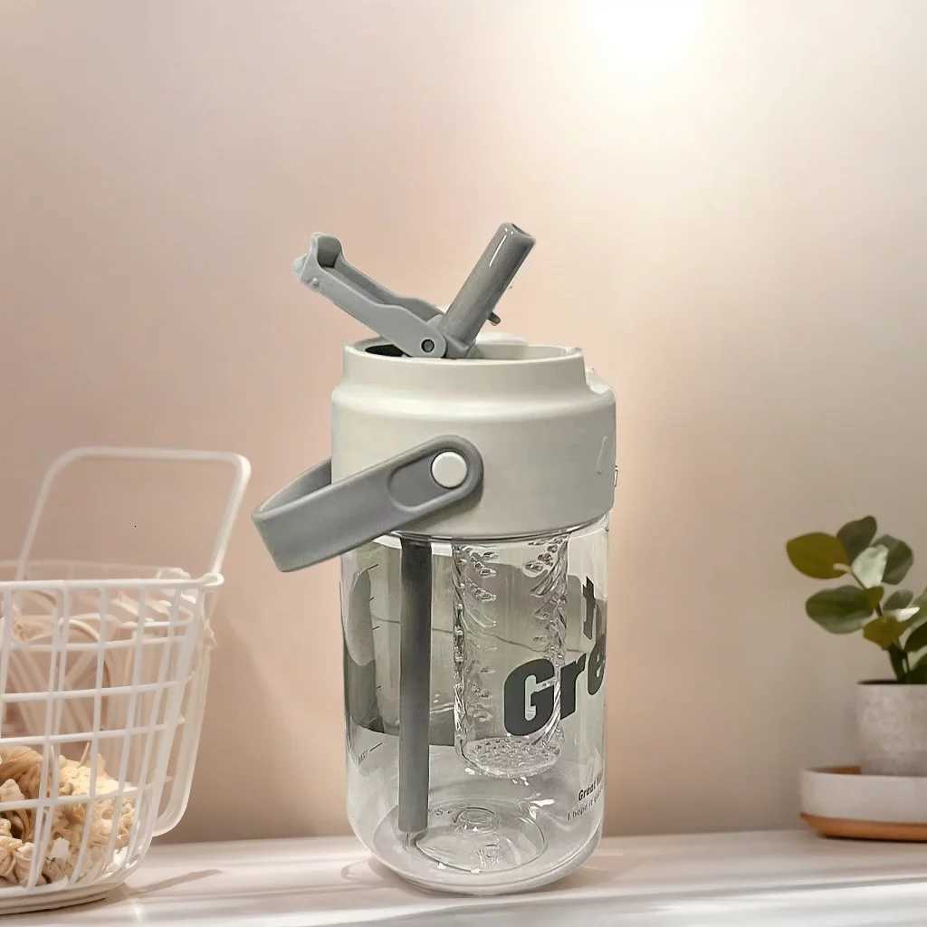 Water Cup With High Appearance 800ml Portable Coffee Straw Cup With Tea Compartment Cute CupW251114