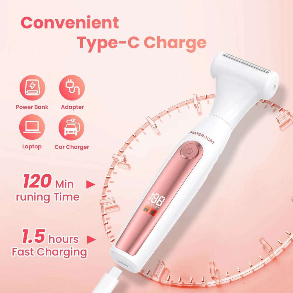 MAXGROOM 4 In 1 Electric Shaver For Women Bikini Trimmer Facial Mustache Shavers Body Underarms Legs Portable Painless Epilator