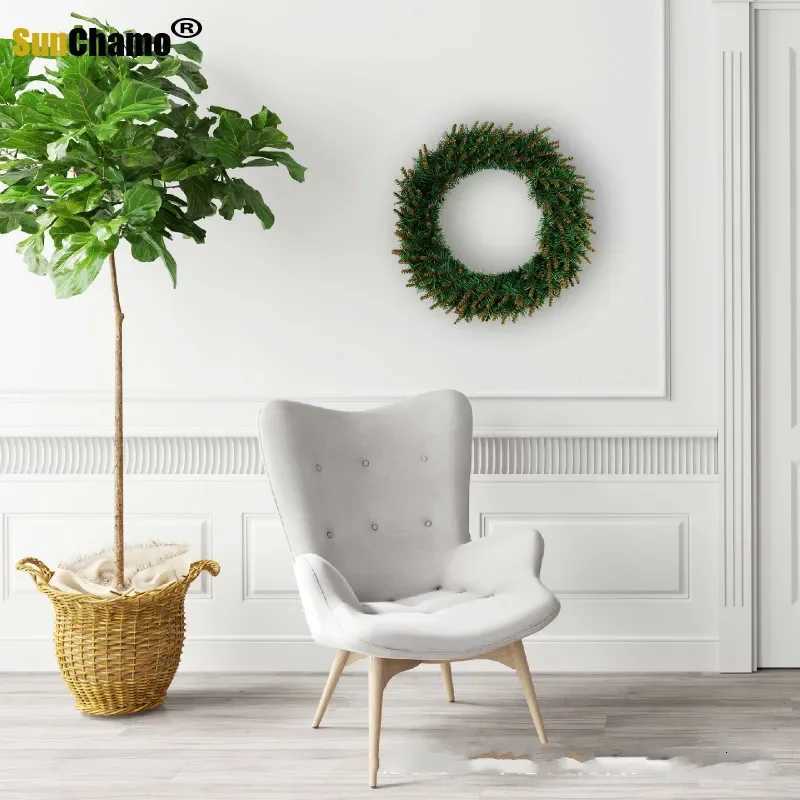 40 CM with Warm Light Christmas Green Pvc Yellow Head WreathsGarlands Door Hanging Shop Hotel FurnishingsM251115