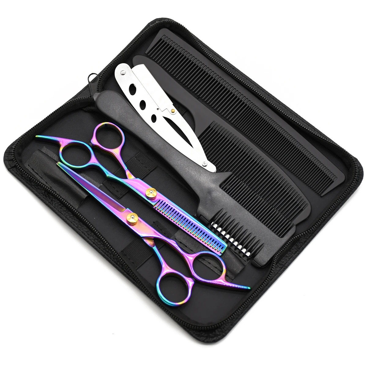 Hair Scissors 6 Japan Stainless Professional Hairdressing Scissors Barber Shop Hair Cutting Scissors Thinning Shears Razor Comb 250414