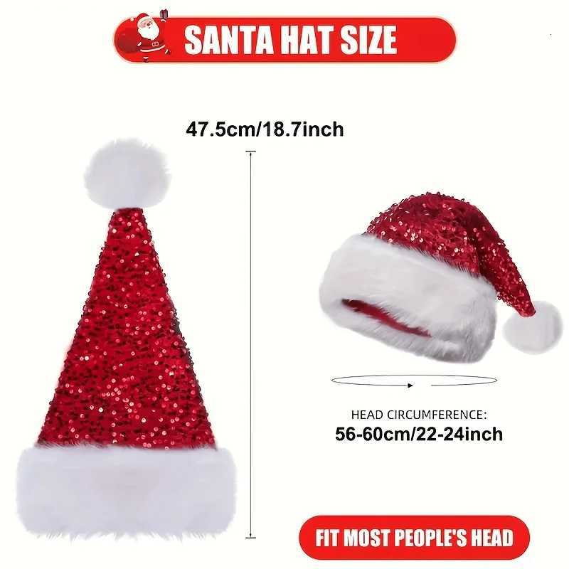 1pc Christmas Party Supplies Christmas Decor Atmosphere Hat Double-layer Rhinestone Hat Hai Pai Fleece Hat Adult Large Y251115