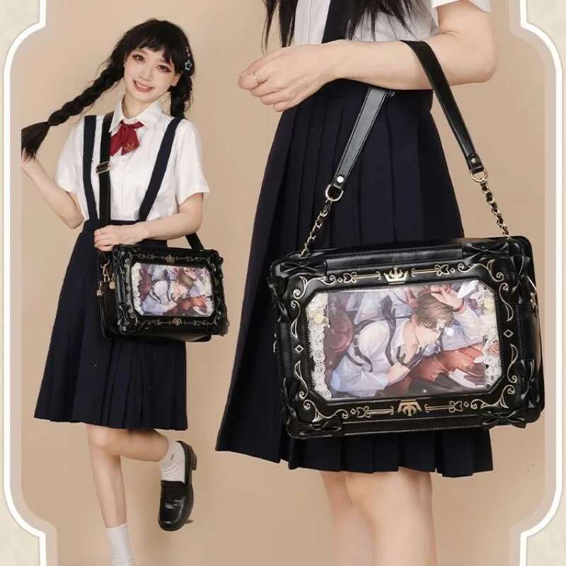 Lolita Women Ita Ctue Girl Transparent Shoulder JK Uniform Subculture Kawaii Bow Crossbody DIY Display Messenger Bag