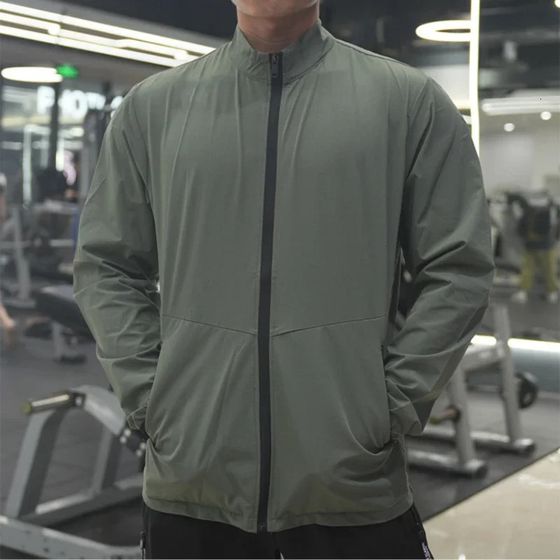 Men Fitness Running Jacket Spring and Autumn Gym Outerwear Loose Casual Jogging Outdoor Stand-up Collar Tracksuit Sportswear 250408