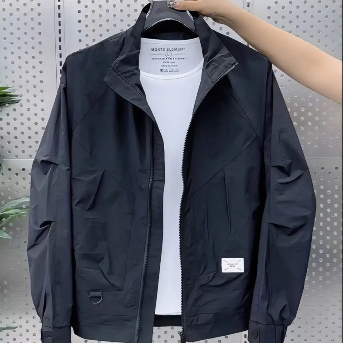 summer thin ventilated casual solid color sunscreen jacket trend fully matched loose vertical collar jacket 250415