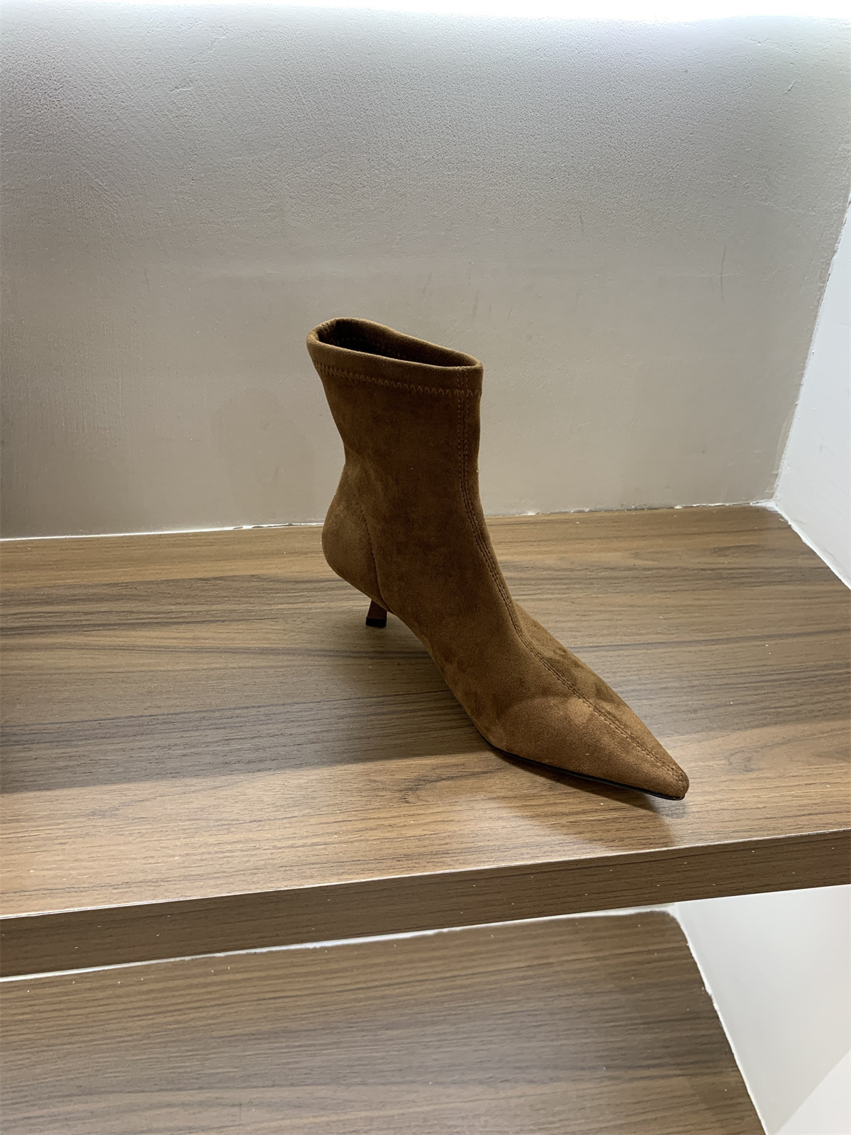 High Heel Pointed Toe Suede Khaki Slim Short Women's Shoes 2025 New Spring and Autumn Single Korean Style Small Bare Boots - view 8
