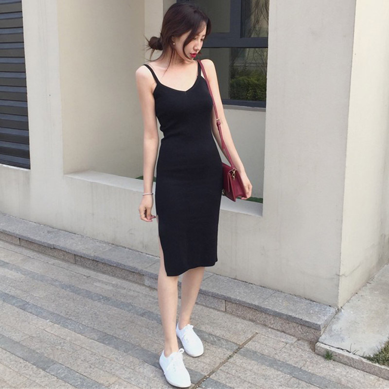 GC156 Summer slim fit hip knitted skirt women's mid-length sexy vest long skirt