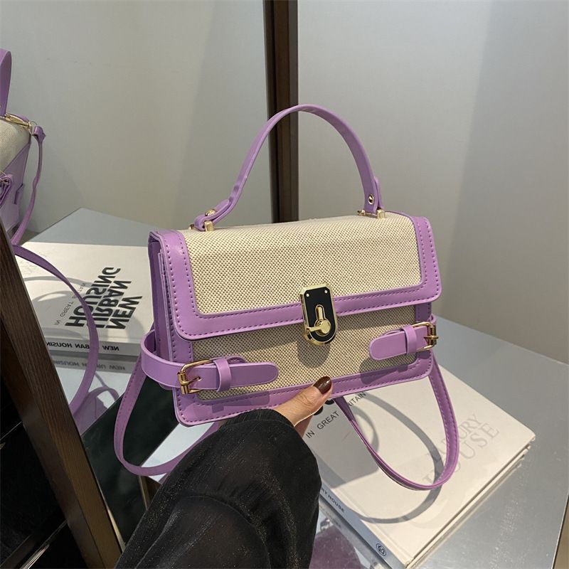 Women's Contrast Color This Year Popular Trend Ins Hand Held Single Shoulder Crossbody Ladies Small Square Bag