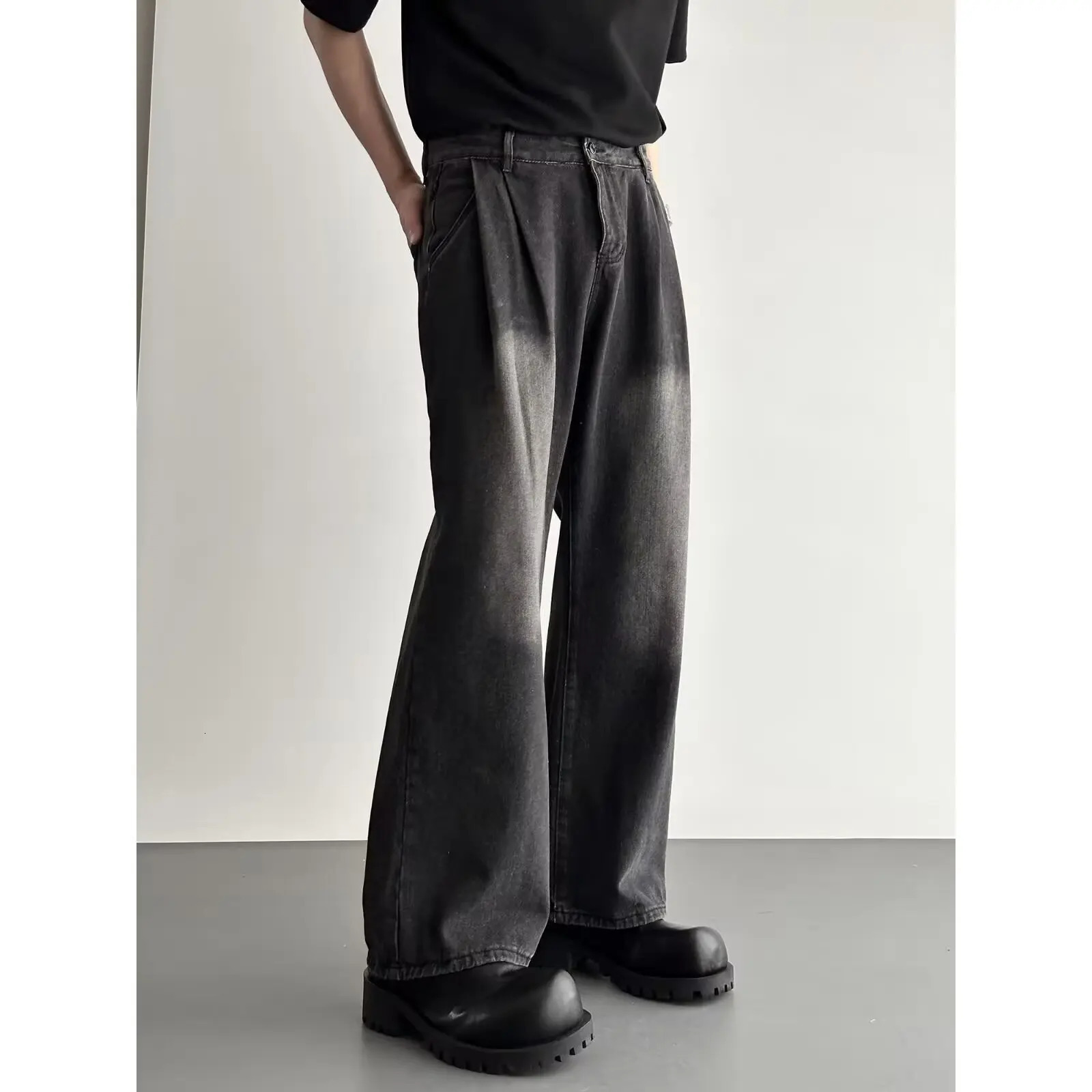 Womens high waisted straight leg jeans womens loose denim wide leg pants womens khaki retro blue light gray white Trouser 250415