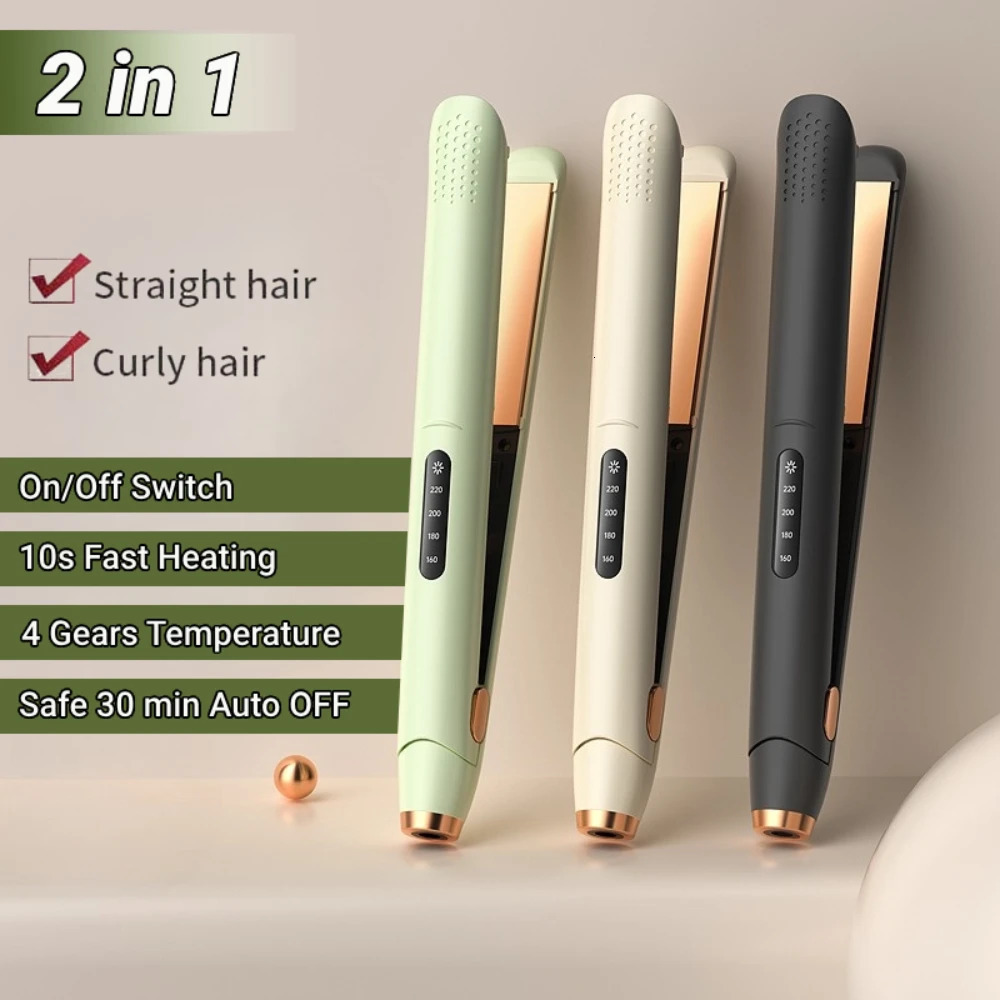2 in 1 Professional Hair Straightener with 4 Gears Heat Ceramic Ionic Fast Heat-Up Negative Ion Hair Flat Iron Lcd Display 250414