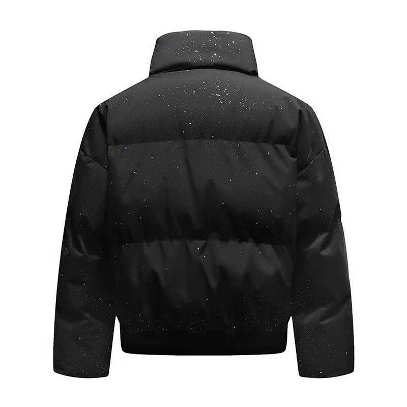 Winter Man Down Jacket Thicken Sequin Printed Stand Collar Male Outerwear High Street Long Sleeve Oversize Casual Men Coat M251115