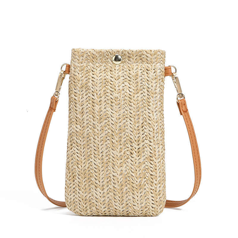 Handmade Beach Bag Summer Beach 2025 New Women's Versatile One Shoulder Slant Cross Vertical Mobile Phone Bag Straw Woven Zero Wallet Kq2
