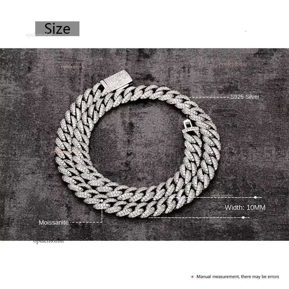 10mm silica full set necklace, pure sier S Cuban chain, best-selg hip-hop style