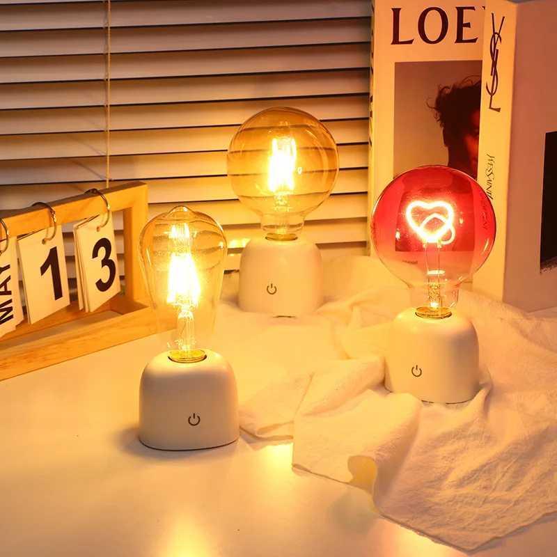 LED Night Light Battery Powered Bulb Lamp Desktop Office Light Retro Bulb Shape Night Light For Baby Room Bedroom Corridor Lamp C251115