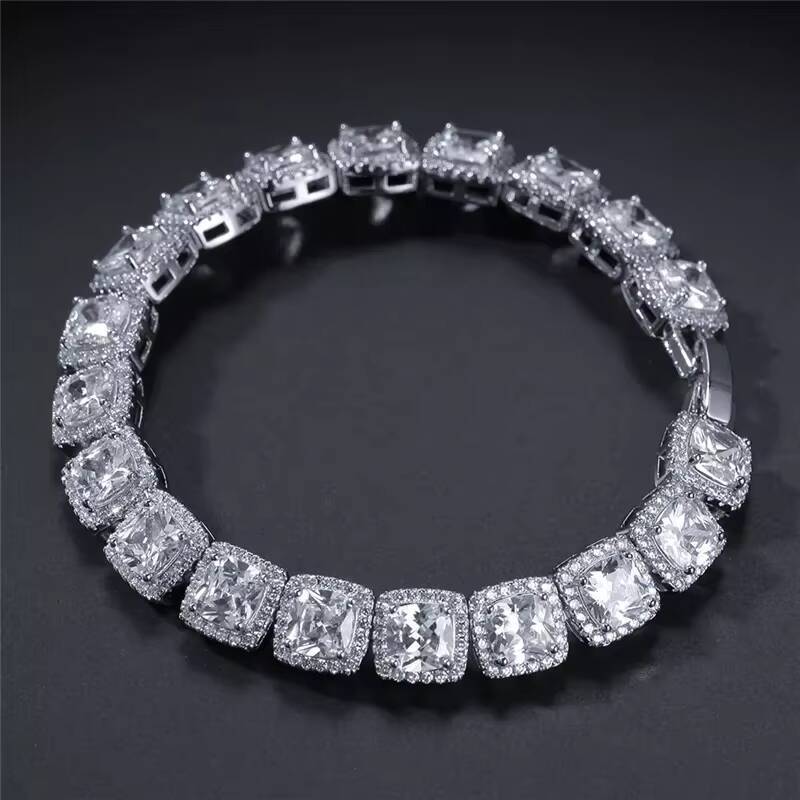 925 Silver VVS Moissanite Tennis Bracelet Iced Out Chain Rock Sugar Style Hiphop Jewelry Yellow White Gold Plated 6mm 7 Inches