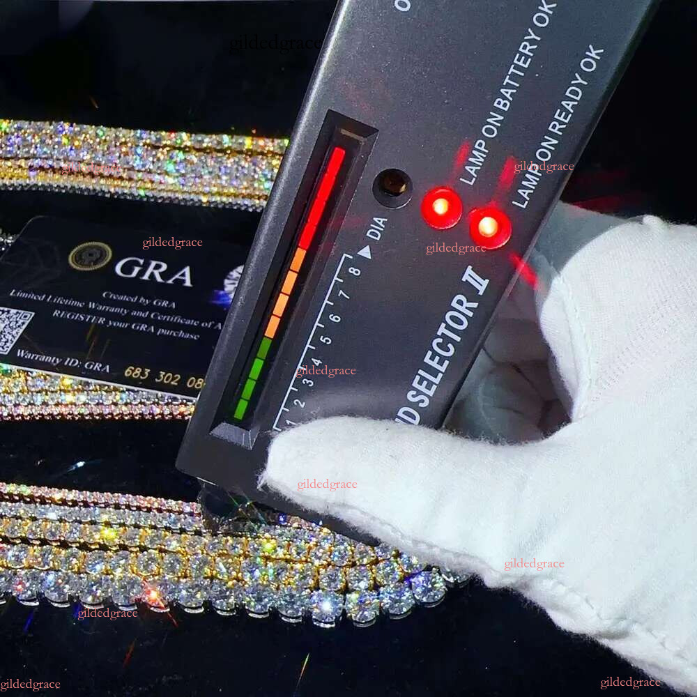 Custom hip hop Jewelry necklace 6mm 8mm Hip hop Sterg Sier hiphop Fashionable man chain VVS Moissanite Tennis Chain