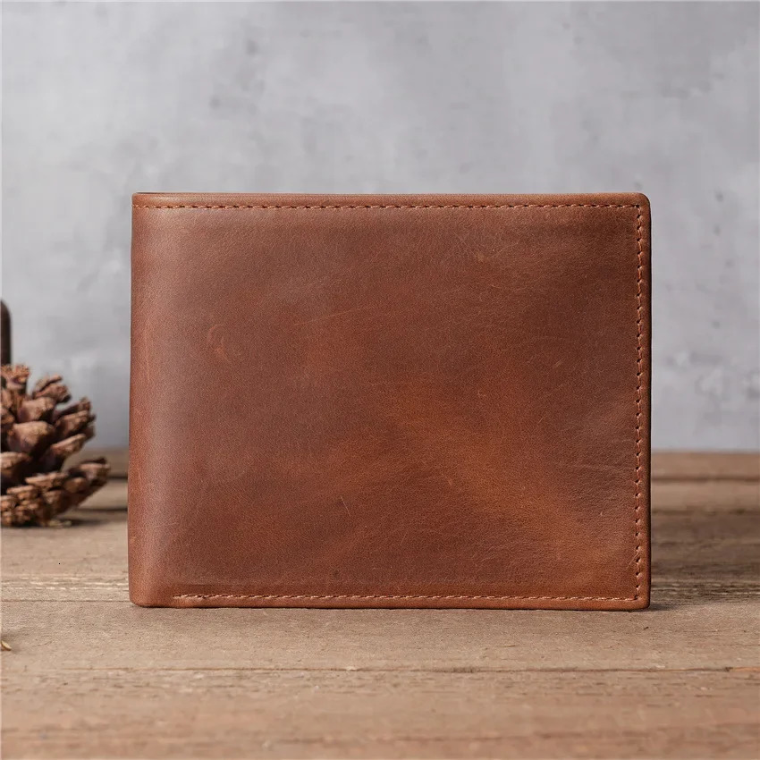 Mens leather wallet retro short multifunctional ID credit card clip wallet 250410