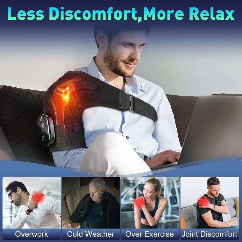 Electric Shouldert Heating Pad 3 Modes Vibration Wrap With Hot Compress Shoulder Massager