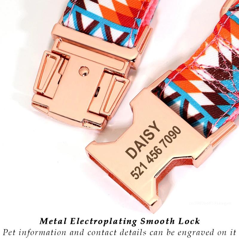 Update Customized Dog Collar Nametag Ethnic Style Flower Decoration Cat Necklace Pet Puppy Free Engraving Name ID Tag Nameplate