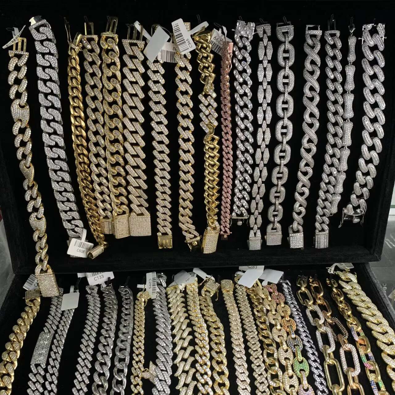 925 Silver Moissanite Cuban Chain Bracelet 8mm-12mm Pass Diamond Tester Ice Out Hiphop Style Two Rows Cuban Link Bracelet