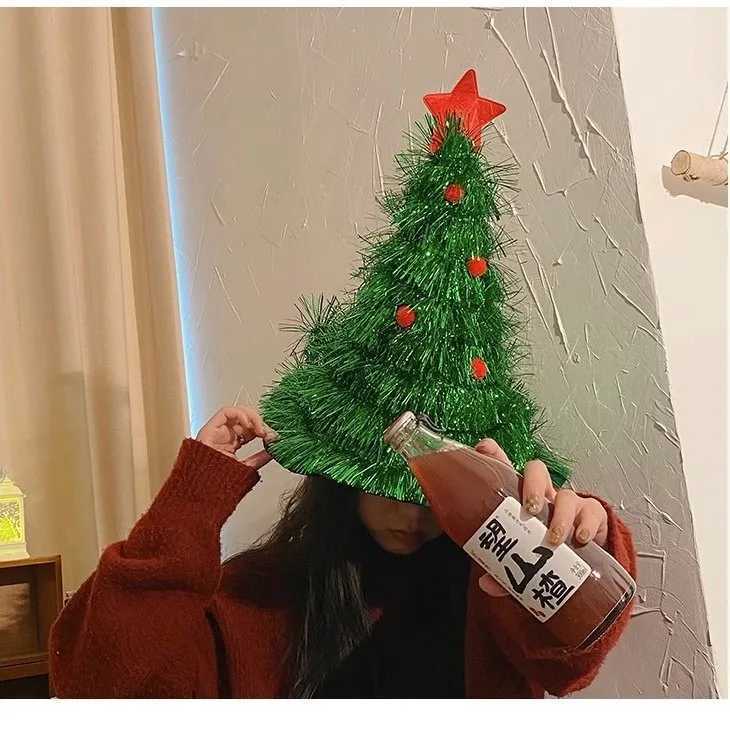 Funny Christmas Tree Shape Hat Xmas Adult Kids Photo Props Noel Hat Merry Christmas Decor 2026 Feliz Navidad Happy New Year 2026 Y251115