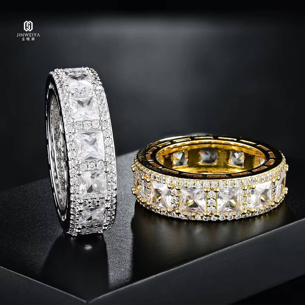 D Color VVS1 Moissanite Diamond Eternity Ring 925 Silver Asscher Cut Gemstone Engagement Wedding Ring