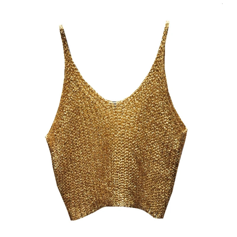 Sparkling Sequins Half Waist Render Knitwear Hollow-out Is Sexy Waist Condole Top Cropped Sexy Streetwear Woman Tops Summer 250415