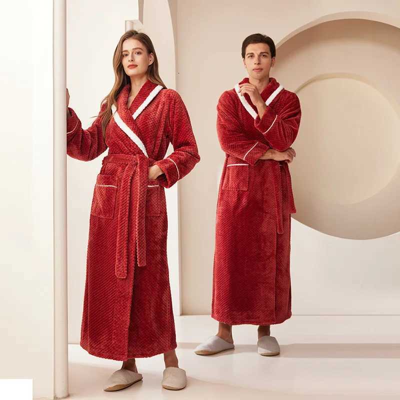 Women Bathrobe Warm Clothes For Hotel Shower Sauna Swimming Pool Soft Flannel Terry Robe Large Size Long Robe For Men Nightgowns C251115