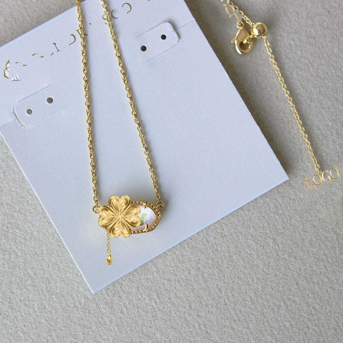 KS series bow-shaped rose necklace - luxurious, niche, high-end, elliptical printed collar chain J251115