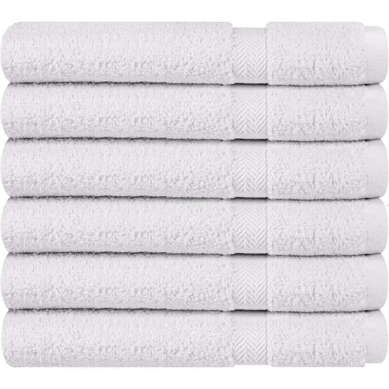 100% Cotton White 6 Pack Medium Bath Towel Set, Quick Dry, Super Absorbent, Light Weight, Soft Feel, Premium Towels For Hotel