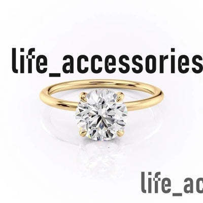 2023 New Wholesale Unique Design 18k Gold Plated Round Cut Jewelry Rings VVS Gold Moissanite Ring