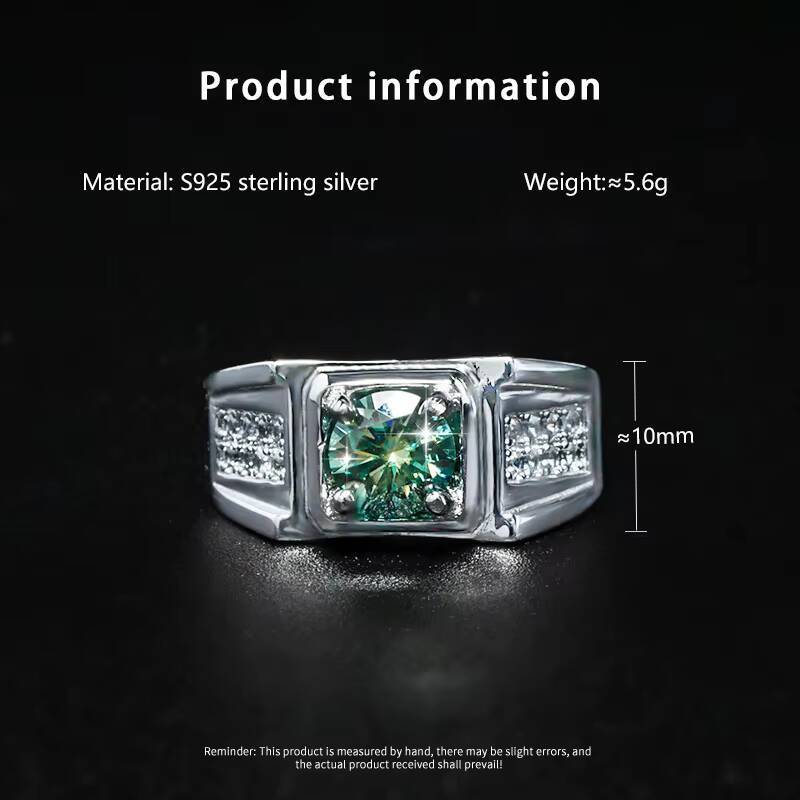 Ashabell Gemstones Rings Design Men 925 Sterling Silver 1CT Moissanite Promise Silver Wholesale Classic Square Engagement Ring