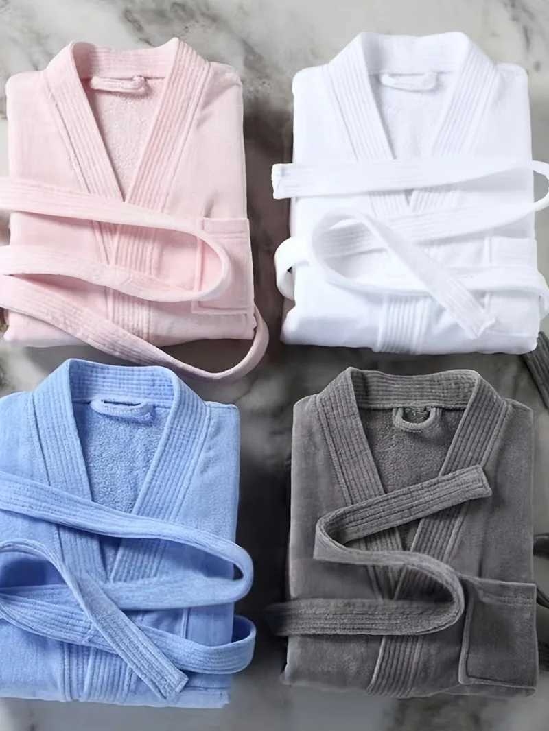 Hotel Bathrobe 100 Cotton Terry Brushed Heavyweight - Absorbent Waffle Kimono Robe for Spa Resort New Wearable Design C251115