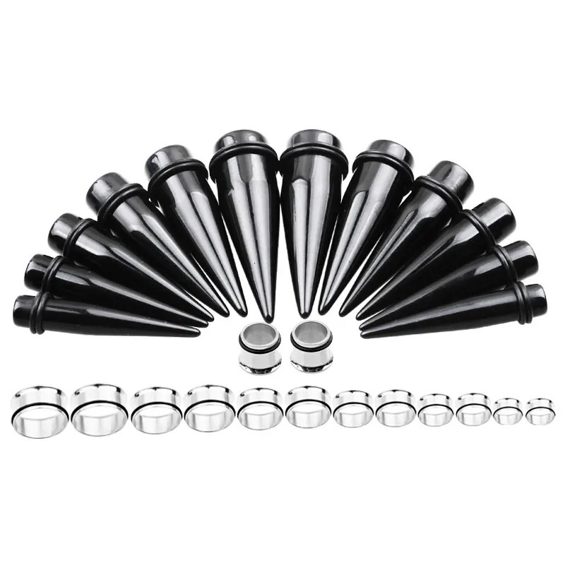 10-20mm 24pcs/lot Steel Acrylic Ear Gauge Tapers And Plugs Stretching Kits Flesh Tunnel Expansion Body Piercing Jewelry Unisex 250408