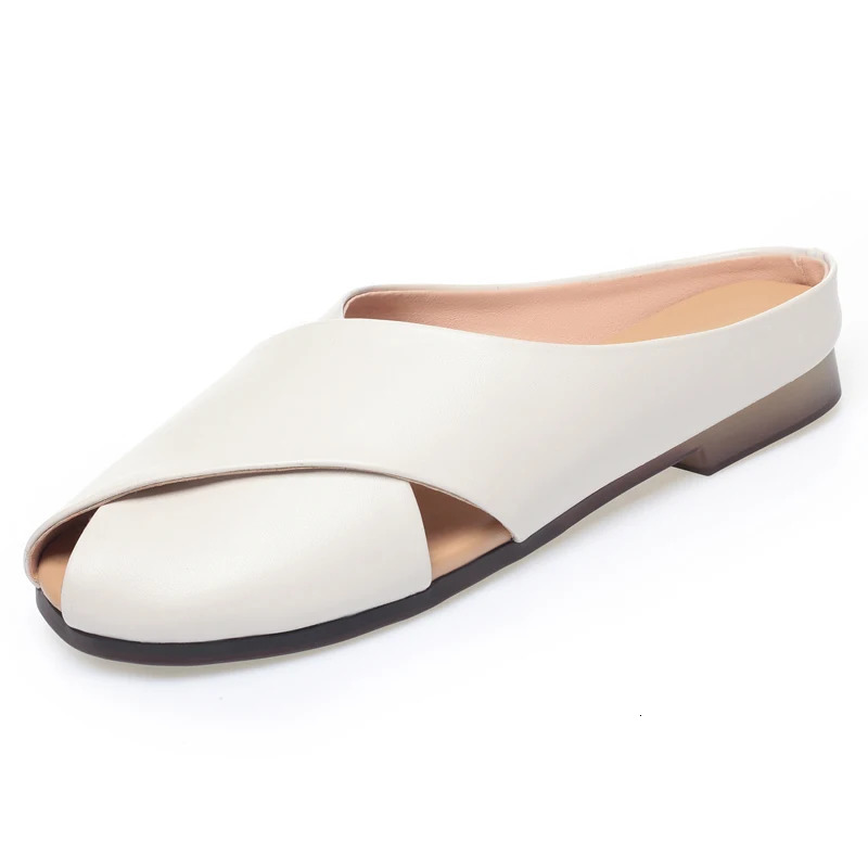 AIYUQI Slippers Women Summer Outer Wear Genuine Leather Closed Toe Women Slippers Large Size Non-slip Slippers For Women 250411
