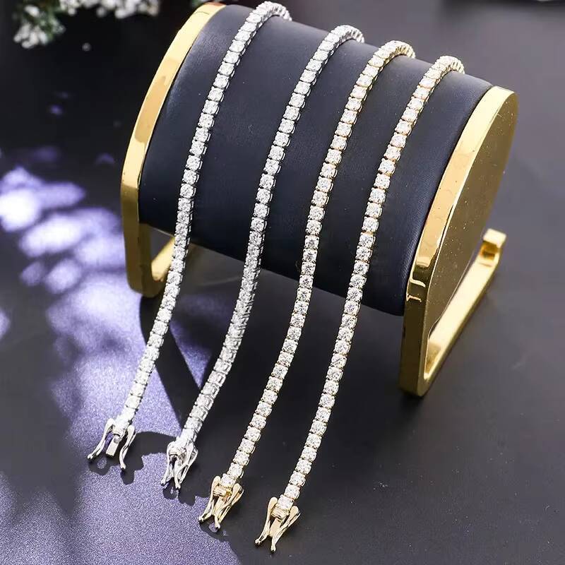 New Arrivals Fashion 8Mm 925Sterling Silver Black Vvs Moissanite Diamond Luckyfour Leaf Clover Tennis Bracelet