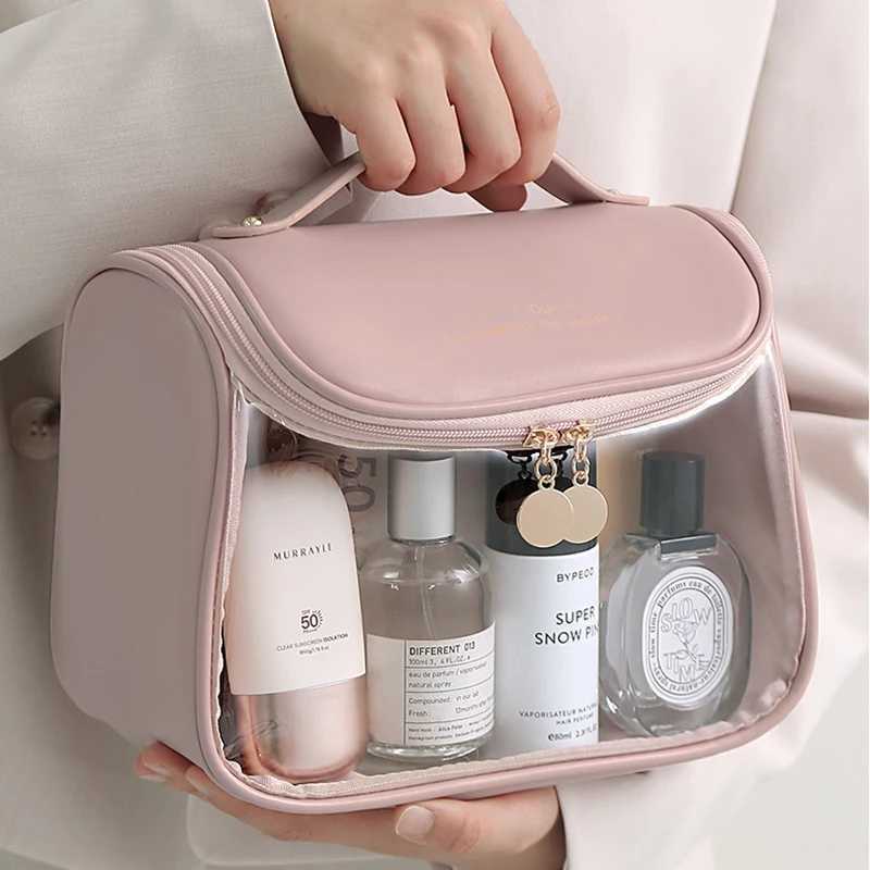 Transparent makeup bag used for hanging travel toilet cosmetics large capacity waterproof zipper organizerXJ250415