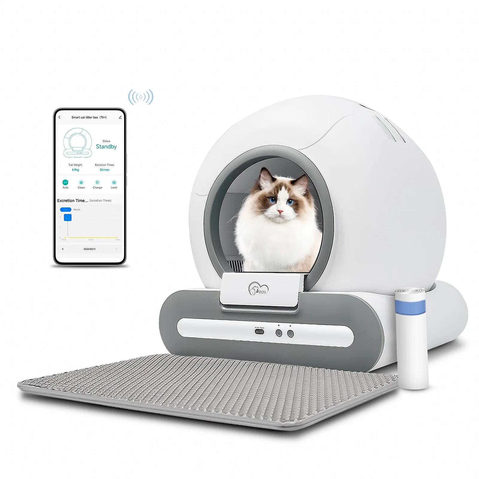 DOEL Automatic Cat Litter Box Self Cleaning with App Control Cat Litter Mat Smart Cat Toilet for Multiple Large Cats 250414