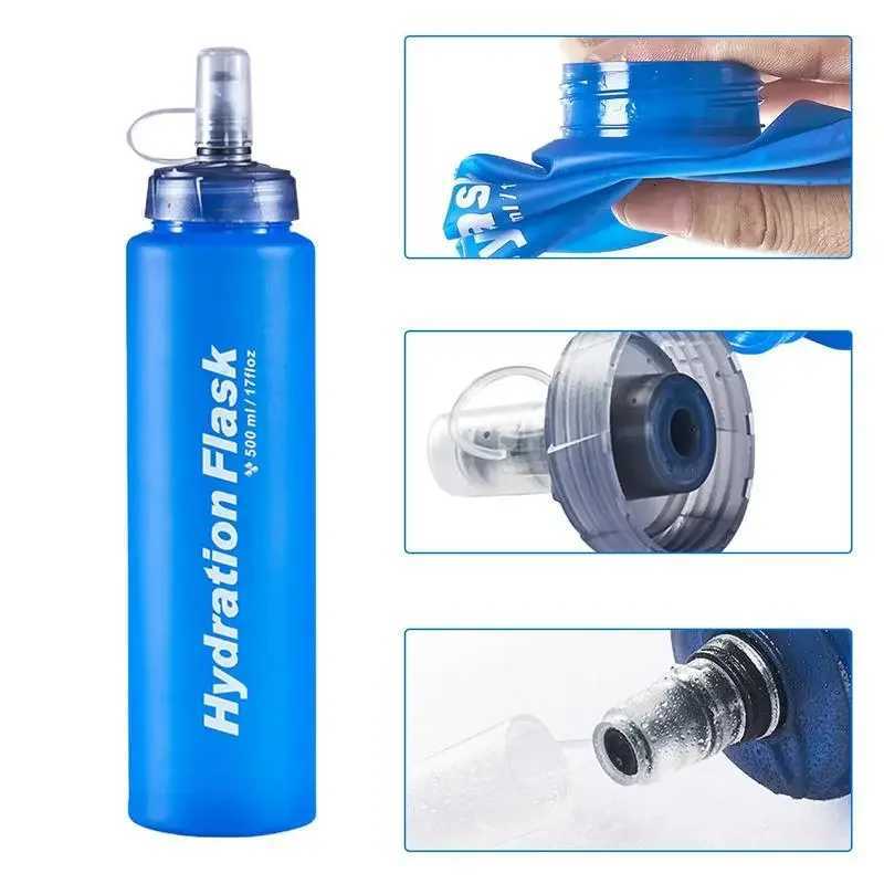 Soft Flask Folding Collapsible Water Bottle TPU Traveling Sport Running Kettle Hydration Pack Bag Vest 500 ml 750mlW251114